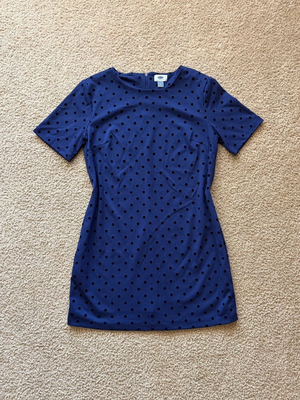 Old Navy Navy Blue Polka Dot Short Sleeve Mini Dress
